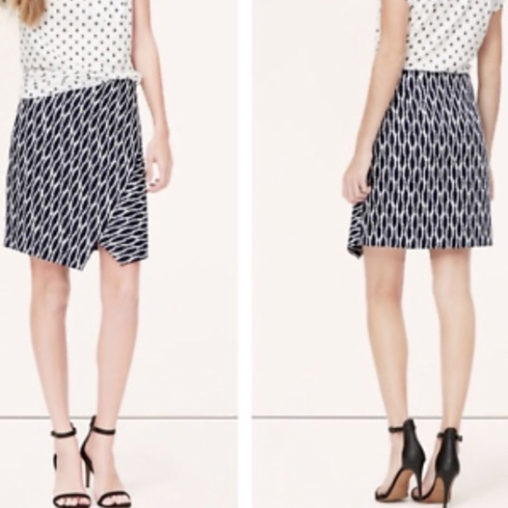 LOFT Ikat Faux Wrap Pencil Skirt Asymmetrical